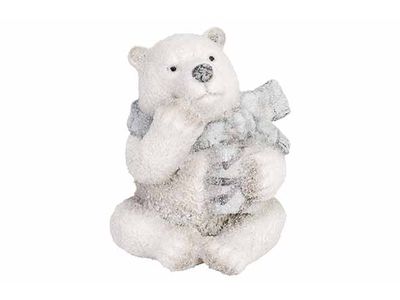 Ijsbeer Sitting Scarf Grijs 7,7x7,5xh9,2 Cm Andere Keramiek