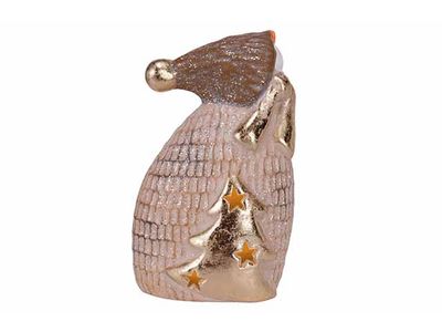 Pere Noel Xmas Tree Led Taupe 11x6,5xh17,5cm Polyresine Incl 2lr44 Ba