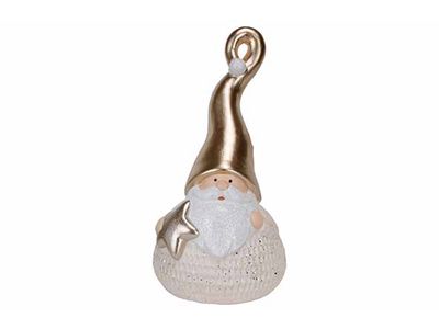 Kerstman Golden Cap And Star Beige 15x12 Xh30cm Andere Polyresin