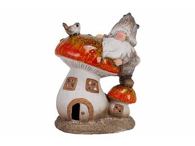 Kabouter Mushroom House Multi-kleur 12x9 ,9xh16,1cm Andere Polyresin