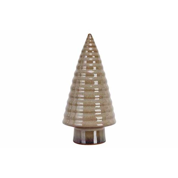 Kerstboom Glazed Ribbed Taupe 7,5x7,5xh1 5,5cm Langwerpig Aardewerk 