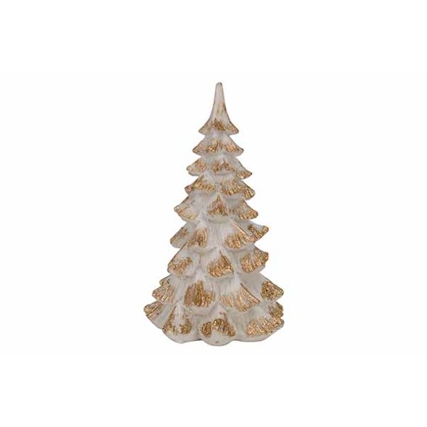 Kerstboom Gold Wit 9x9xh16cm Polyresin  