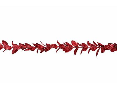 Guirlande Leaves Glitter Rouge 182cm Pla Stic