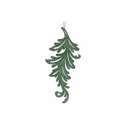 Hanger Leaf Glitter Groen 7xh16cm Kunsts Tof 