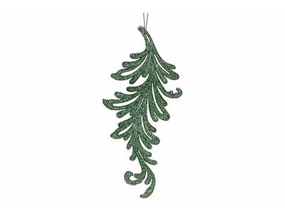 Hanger Leaf Glitter Groen 7xh16cm Kunsts Tof