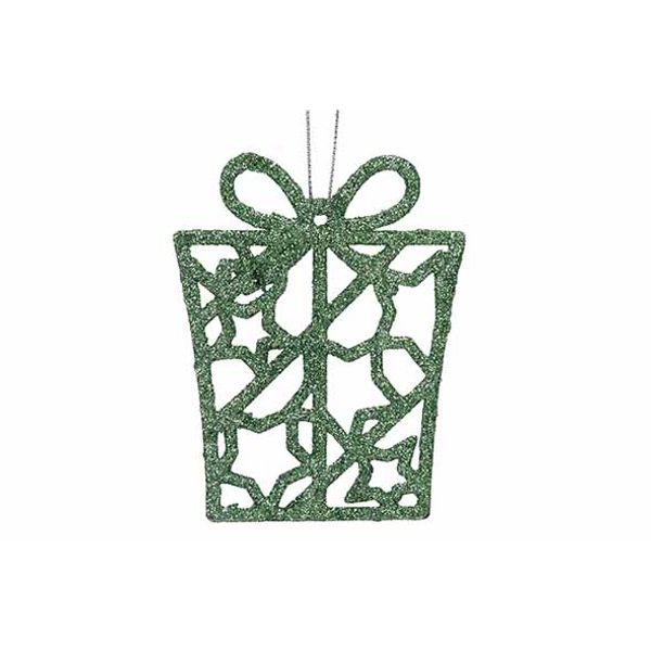 Hanger Gift Glitter Groen 8xh10cm Kunsts Tof 