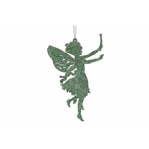 Hanger Elf Glitter Groen 9xh14cm Kunstst Of 