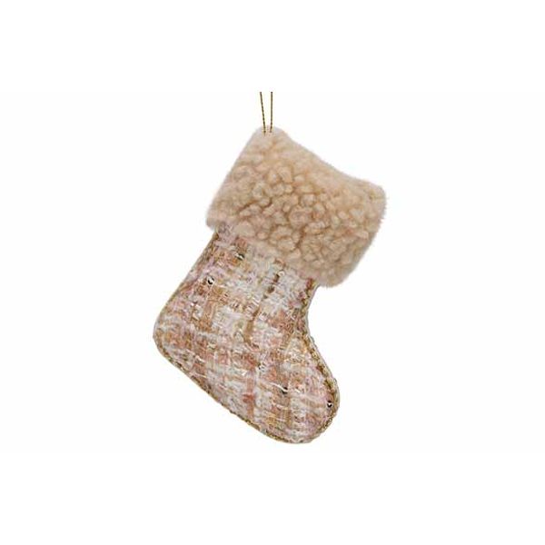 Kerstlaars Hanger Creme 10x5xh11cm Texti El 