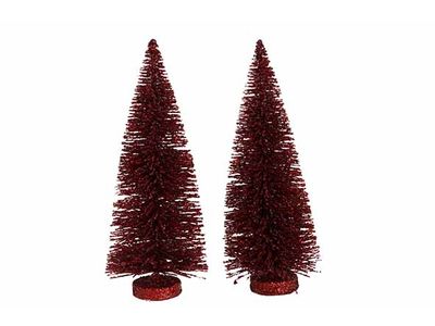 Kerstboom Set2 Glitter Bordeaux 7x7xh15c M Kunststof