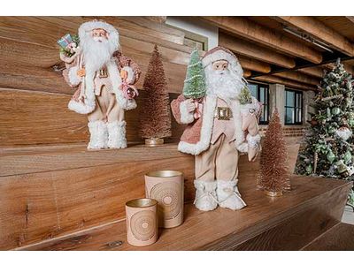 Kerstboom Glitter Roze 12x12xh31cm Kunst Stof