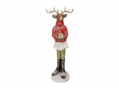 Hert Girl Lantern Groen 20x16xh58cm Poly Resin