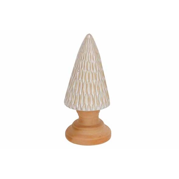 Kerstboom On Foot Glazed-tc Beige 8,2x8, 2xh18,2cm Langwerpig Aardewerk 