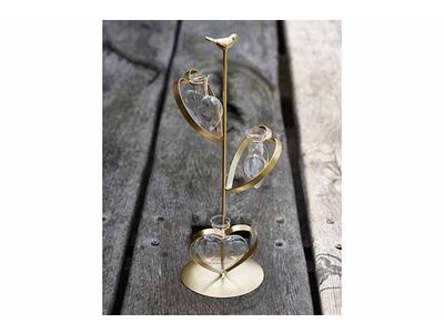 Tour Holder 3 Heart Vases 8x3x9cm Dore 1 4x14xh39cm Allonge Metal