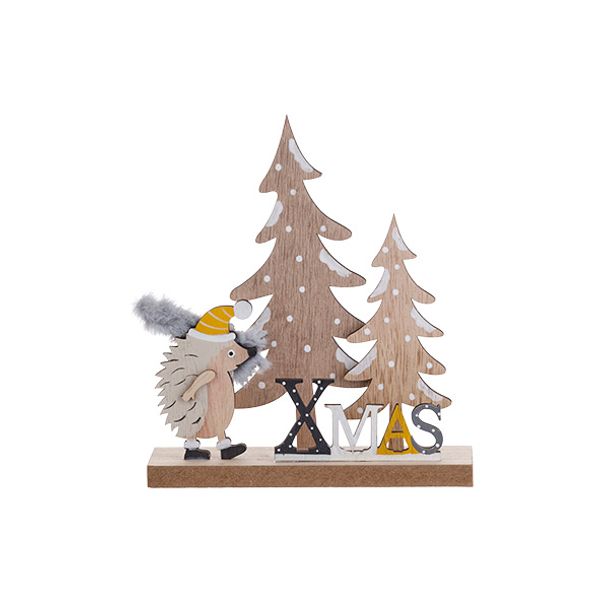 Letterdeco Curry Cap Hedgehog Xmas Trees  Grijs 18x5xh21cm Hout 