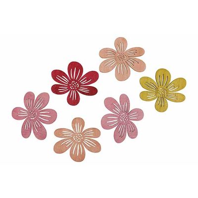 Strooideco Set6 Flower Mix Multi-kleur D 6cm Hout  Cosy @ Home