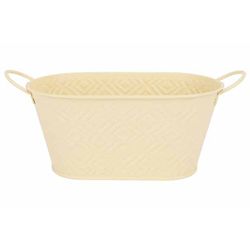 Cosy @ Home Bac A Plantes Stylish 2 Handles Jaune 22 ,7x18xh10,7cm Ovale Metal 