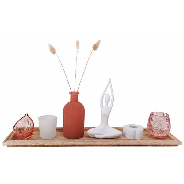 Cosy @ Home Giftset Set7 On Plate Roze 50x12,5xh20cm  Glas Colorbox