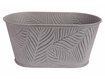 Plantenbak Leaves Grijs 22,7x18xh10,7cm Ovaal Metaal