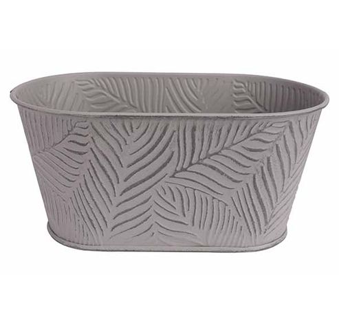 Bac A Plantes Leaves Gris 22,7x18xh10,7c M Ovale Metal  Cosy @ Home