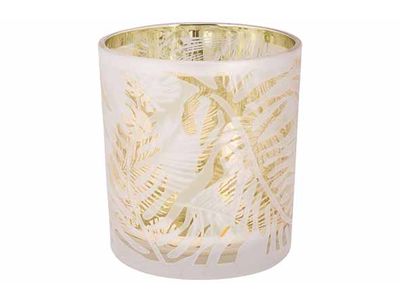 Theelichthouder Leaf Groen 7x7xh8cm Glas 