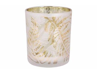 Theelichthouder Leaf Groen 9x9xh10cm Gla S