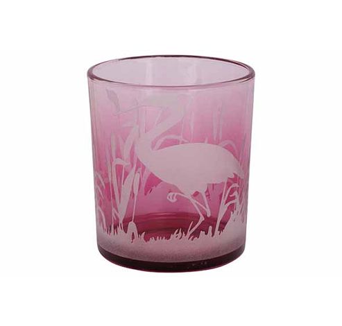 Theelichthouder Flamingo Fuchsia 9x9xh10 Cm Glas  Cosy @ Home