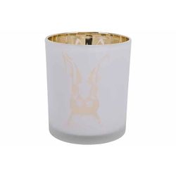 Cosy @ Home Theelichthouder Bunny Wit - Goud 9x9xh10 Cm Glas 