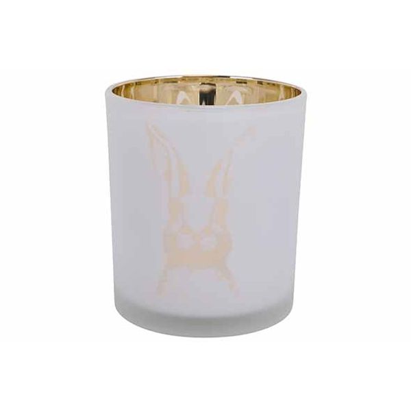 Cosy @ Home Theelichthouder Bunny Wit - Goud 9x9xh10 Cm Glas