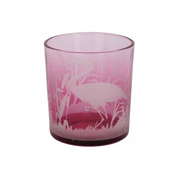 Cosy @ Home Theelichthouder Flamingo Fuchsia 7x7xh8c M Glas