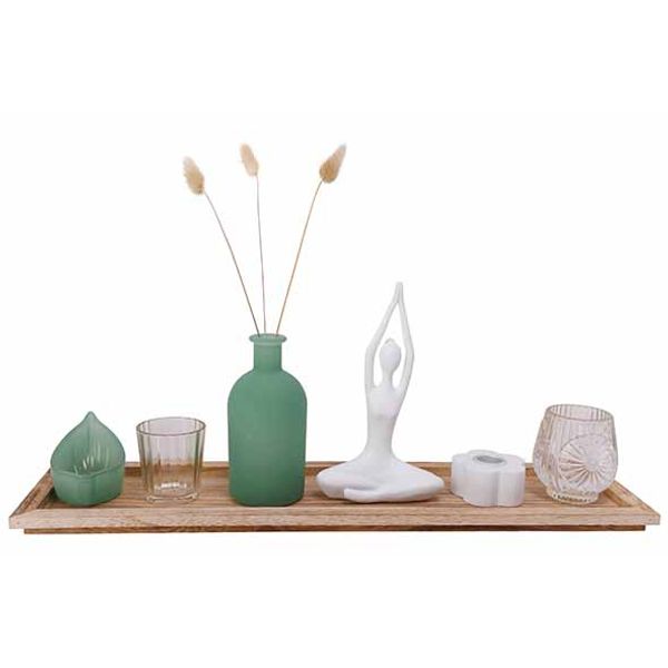 Cosy @ Home Giftset Set7 On Plate Groen - Wit  50x12 ,5xh20cm Glas Colorbox