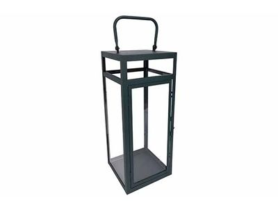 Lanterne Vert Fonce 16,7x16,2xh41,5cm Ca Rre Metal-verre