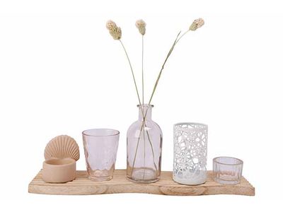 Giftset Set6 On Plate Transparent Zand 3 9x10,5xh14,5cm Glas Colorbox