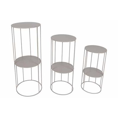 Table D'appoint Set3 Gris D28xh70cm - D24.5xh57cm - D21xh45cm Metale  Cosy @ Home