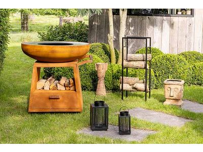 Rek Woodblocks Zwart 40x25xh100cm Metaal Knock Down