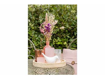 Giftset Set7 On Plate Wit-roze 22x22xh15 Cm Glas Colorbox