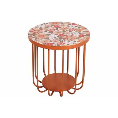 Table D'appoint Table Top Floral Print M Ulti-colore 30x30xh30,5cm Rond Metal  Cosy @ Home