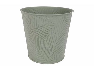 Bloempot Leaves Groen 14x10xh12,7cm Rond  Conisch Metaal