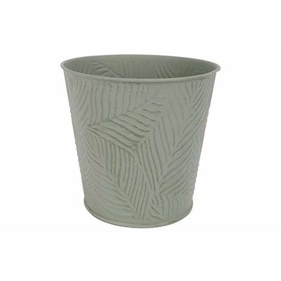 Bloempot Leaves Groen 14x10xh12,7cm Rond  Conisch Metaal  Cosy @ Home