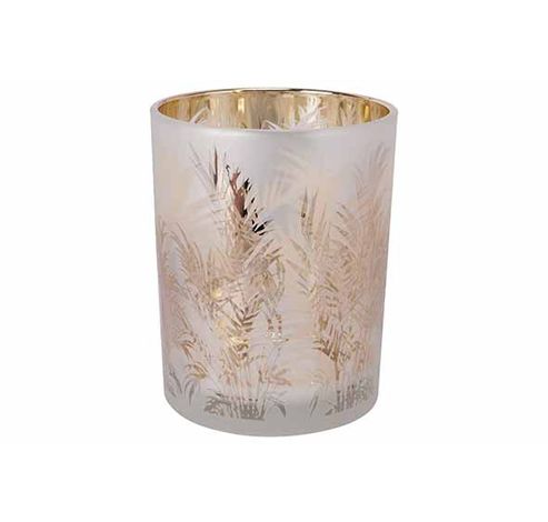 Theelichthouder Golden Palms Wit 10x10xh 12,5cm Glas  Cosy @ Home