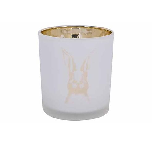 Theelichthouder Bunny Wit - Goud 7x7xh8c M Glas  Cosy @ Home