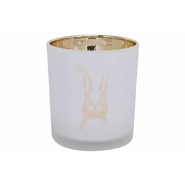 Cosy @ Home Theelichthouder Bunny Wit - Goud 7x7xh8c M Glas