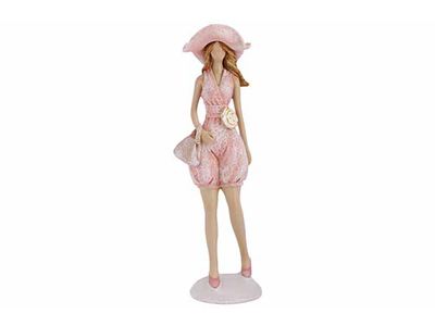 Dame Summer Dress Roze 5,5x5xh21,5cm Lan Gwerpig Polyresin