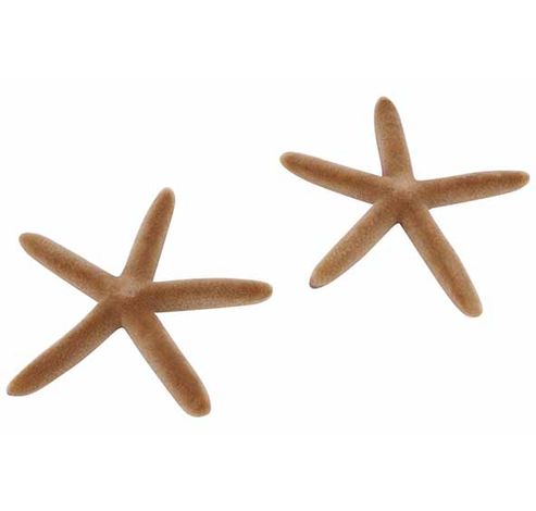 Strooideco Set2 Flocked Sea Star Beige D 6cm Kunststof  Cosy @ Home