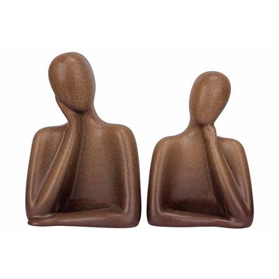 Statue Set2 Men-women Brun 12,7x8,2xh17c M Autre Dolomite  Cosy @ Home