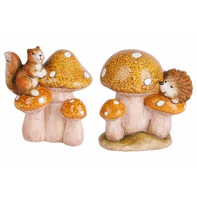 Paddenstoelen Squirel And Hedgehog 2ass Bruin 10x8xh10cm Keramiek  Cosy @ Home