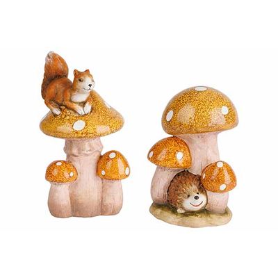 Paddenstoelen Squirel And Hedgehog 2ass Bruin 10x10xh18cm Keramiek  Cosy @ Home