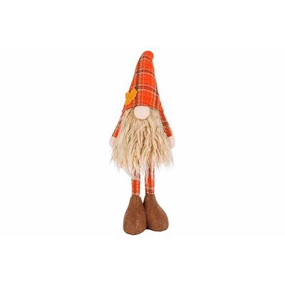 Kabouter Checkers Standing Oranje 19x15x H58cm Textiel  Cosy @ Home