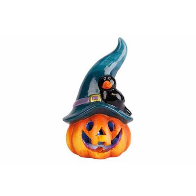 Hoofd Pompoen Witch Hat Led Incl2xlr44 B Att Oranje 9x9xh15cm Keramiek  Cosy @ Home