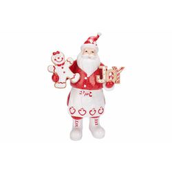 Cosy @ Home Pere Noel Cookie Rouge Blanc 22x11xh33cm  Polyresine 