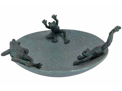 Kikker Bird Bath Grijsgroen 32,2x29,5xh1 4cm Rond Polyresin